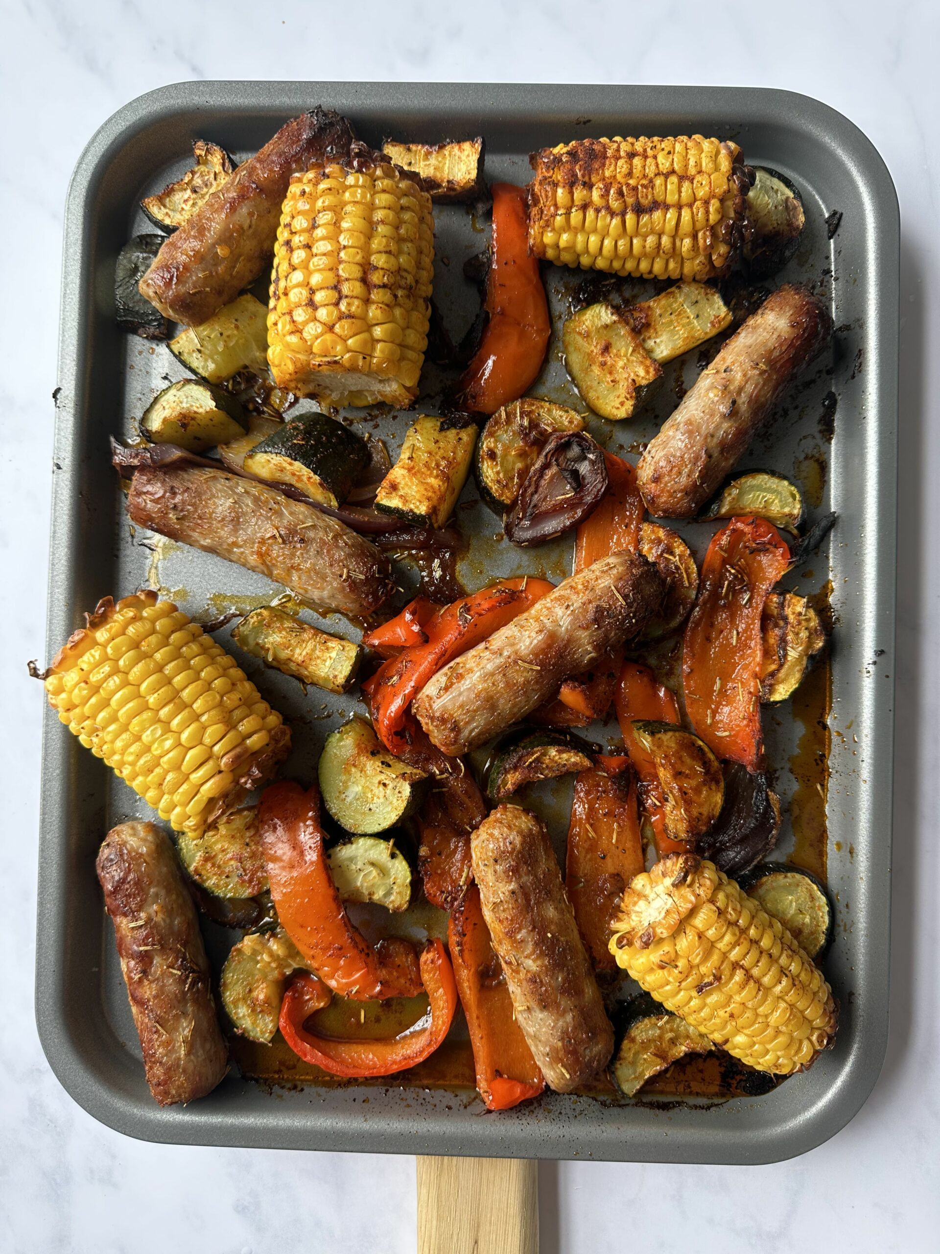 'Grab and Cook' Summer Sausage Traybake The Batch Lady